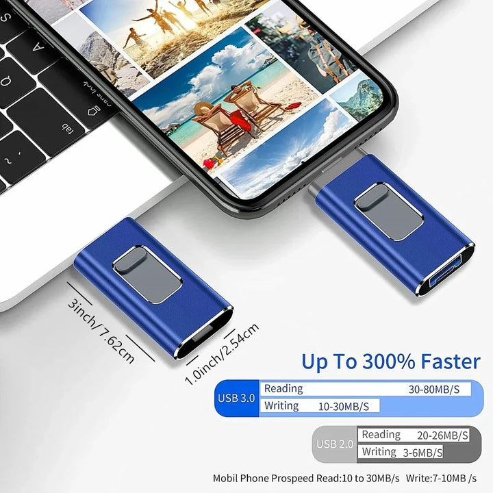 Flera Portar OTG USB-Minne - USB-A, USB-C, Mikro-USB och Blixt (4-i-1)