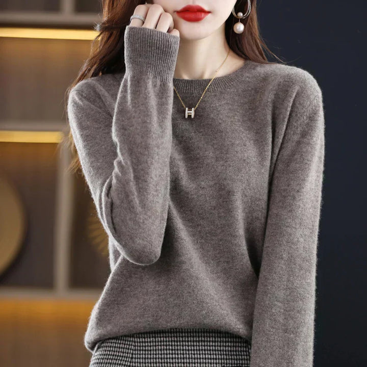 Dam Cashmere Tröja med Rund Hals