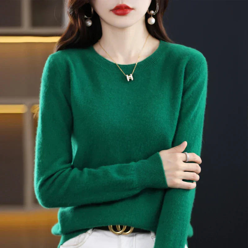 Dam Cashmere Tröja med Rund Hals