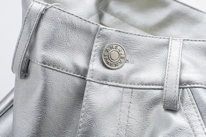 Miren | Dam Snygga Metalliskt Silver Byxor