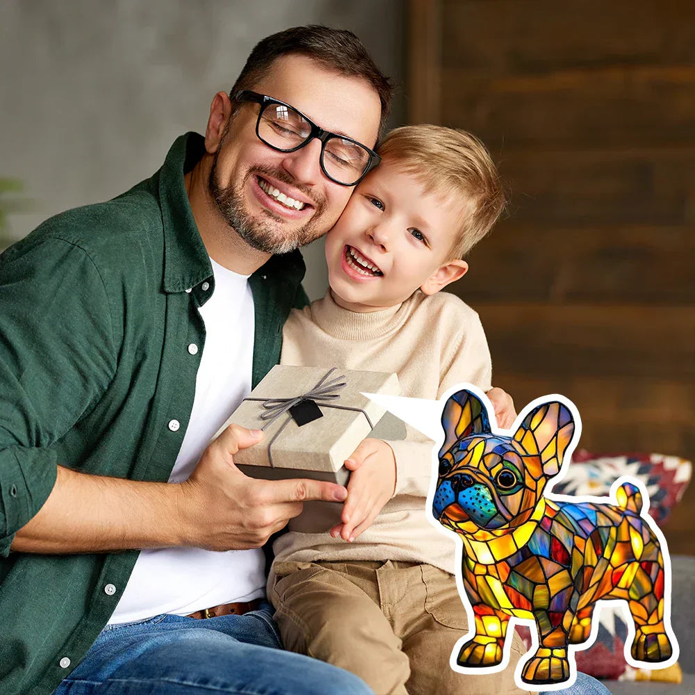 Handgjord Färgade Glas Hundlampa | Ljus för Hundälskare