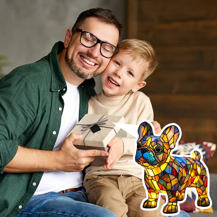 Handgjord Färgade Glas Hundlampa | Ljus för Hundälskare