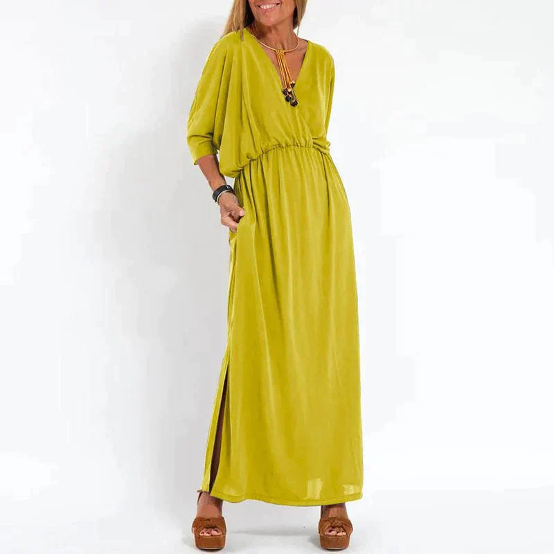 Sienna | Eleganta Hög-Midja Klänning Utformning Med Slits i Sidan