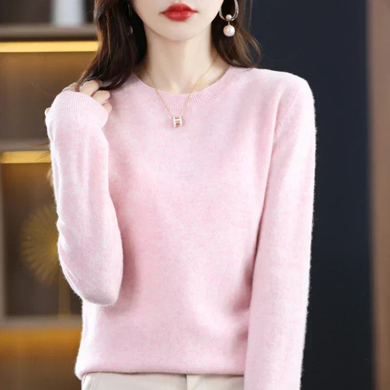 Dam Cashmere Tröja med Rund Hals