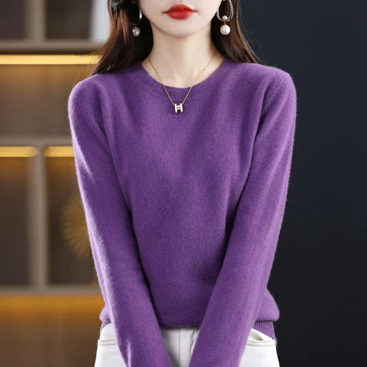 Dam Cashmere Tröja med Rund Hals