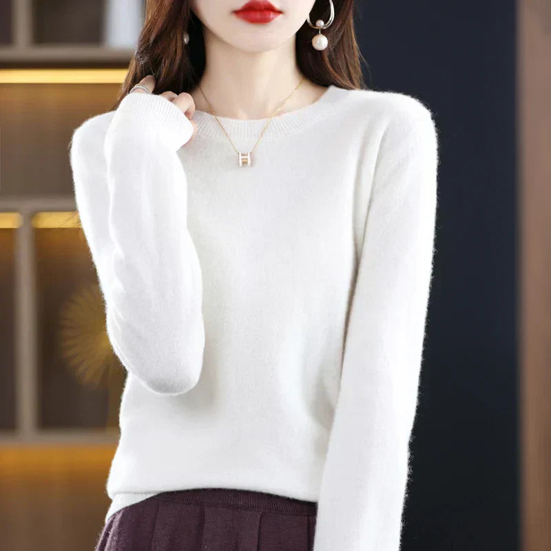 Dam Cashmere Tröja med Rund Hals