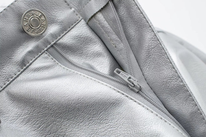 Miren | Dam Snygga Metalliskt Silver Byxor