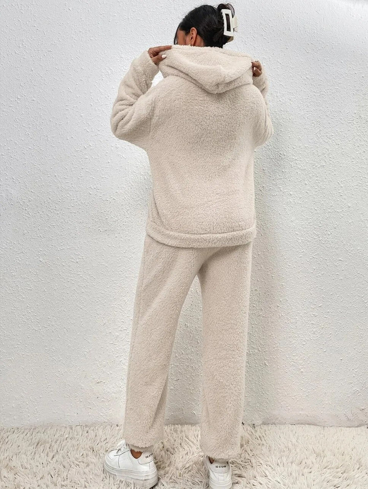 Dam 2-Delar Fleece Loungen Ställ | Mysig Huvtröja Och Joggingbyxor