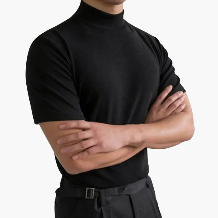 Herr Andningsbar Smal-Passform Höghalsad Kortärmad T-tröja