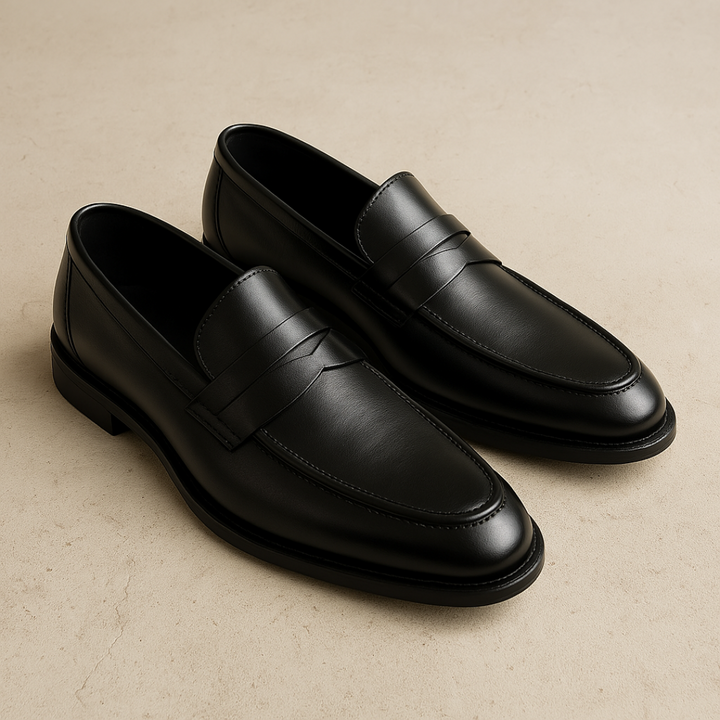 Herrar Läder Penny Loafers | Klassisk Fullkornsläder Stil