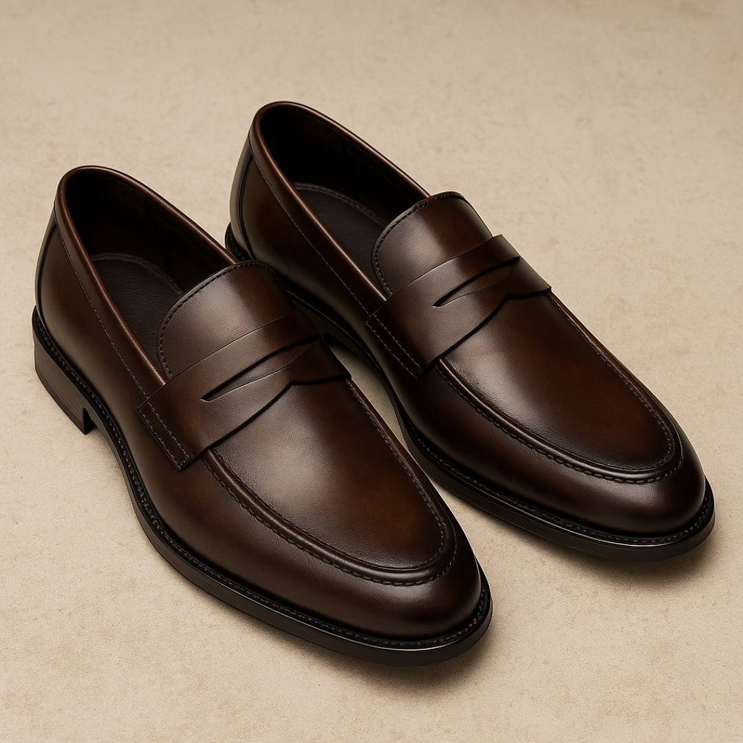 Herrar Läder Penny Loafers | Klassisk Fullkornsläder Stil