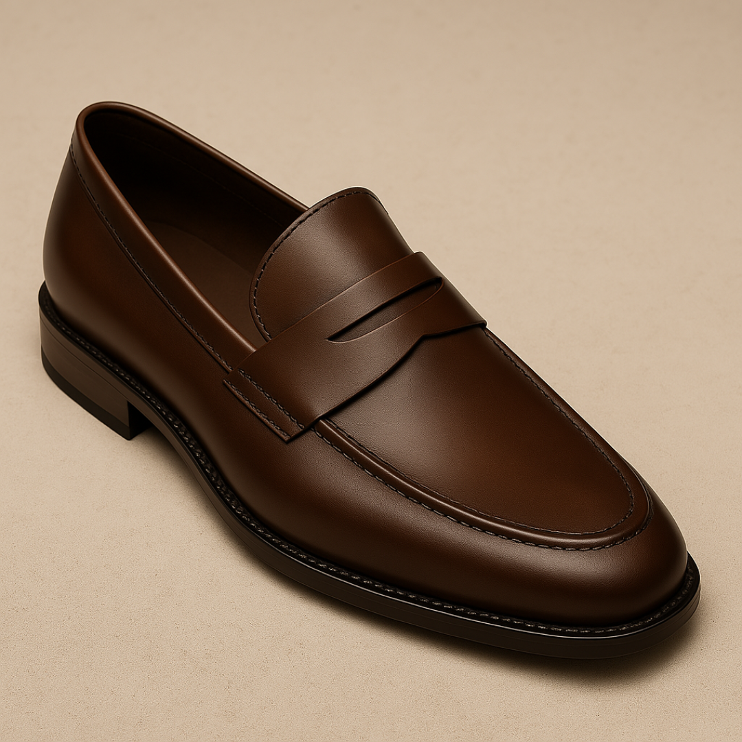 Herrar Läder Penny Loafers | Klassisk Fullkornsläder Stil