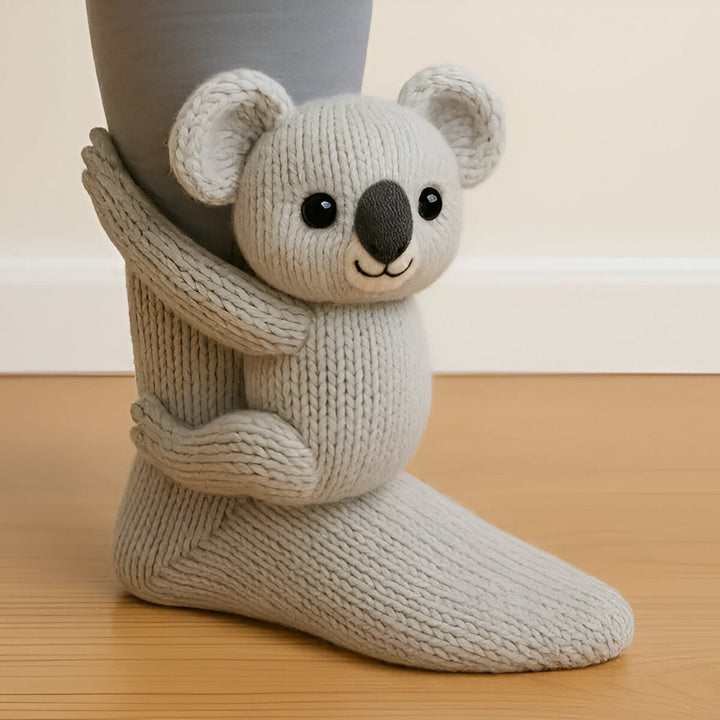 Varma Mysiga Innesockor med 3D-Detaljer| Mjuk Djurdesign