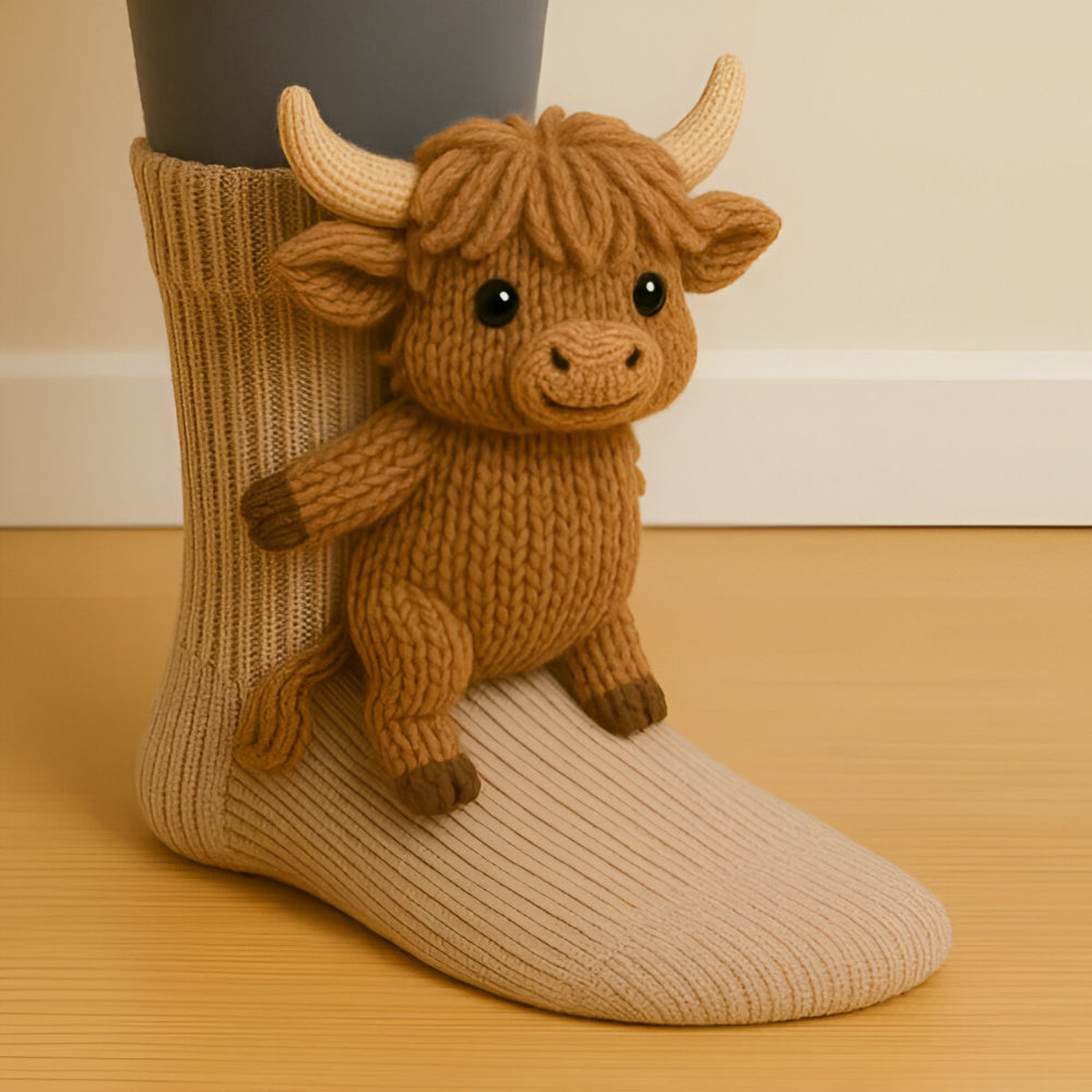 Varma Mysiga Innesockor med 3D-Detaljer| Mjuk Djurdesign