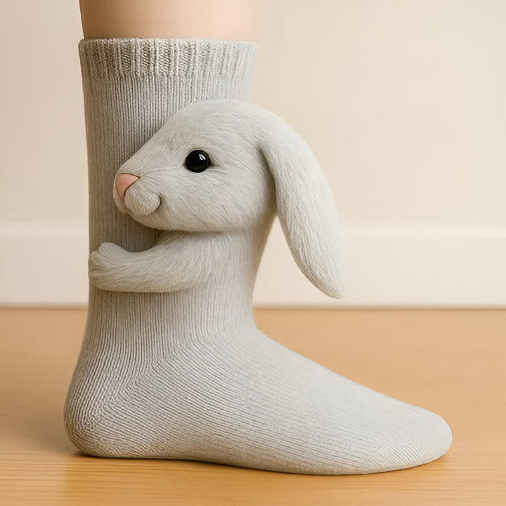 Varma Mysiga Innesockor med 3D-Detaljer| Mjuk Djurdesign