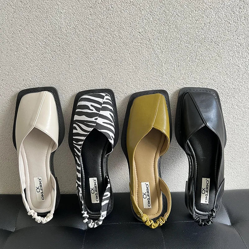 Vayla | Dam Slingback Sandaler med Kvadrat Tå - Unik Utformning