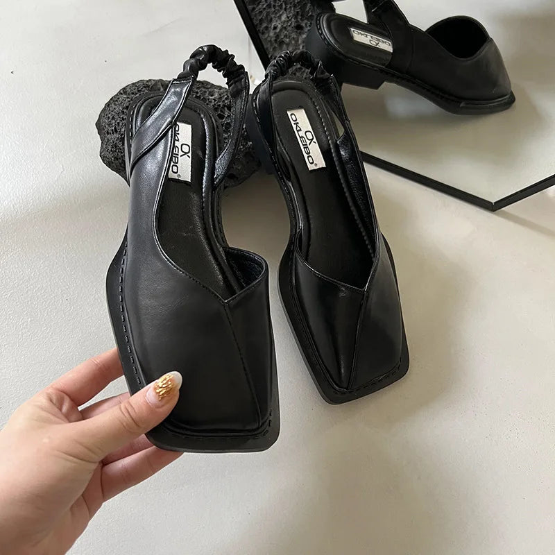 Vayla | Dam Slingback Sandaler med Kvadrat Tå - Unik Utformning