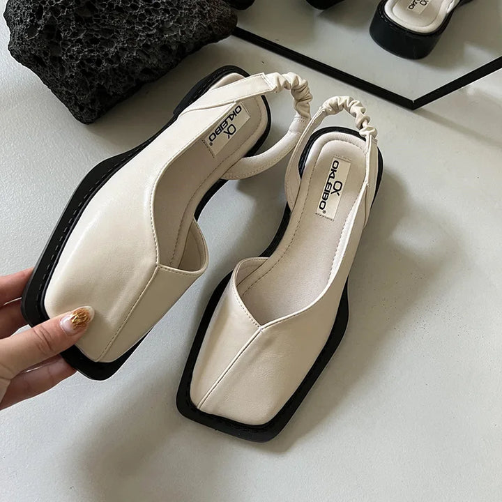 Vayla | Dam Slingback Sandaler med Kvadrat Tå - Unik Utformning