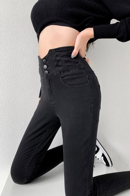 Högmidjade Skinny Jeans För Kvinnor | Sträcka Och Komfort