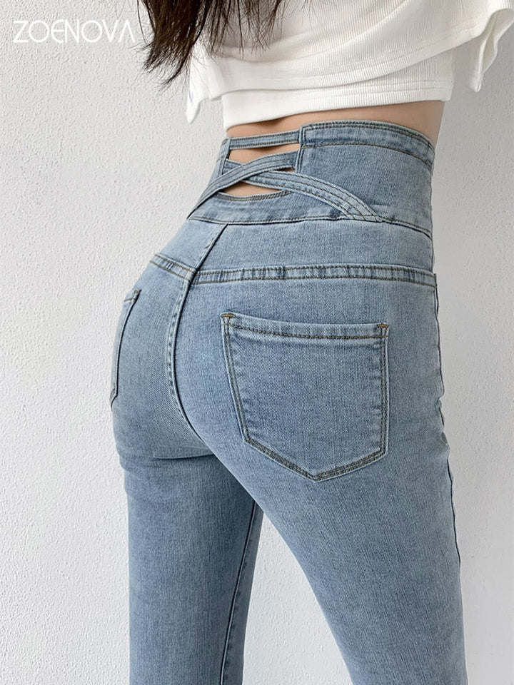 Högmidjade Skinny Jeans För Kvinnor | Sträcka Och Komfort