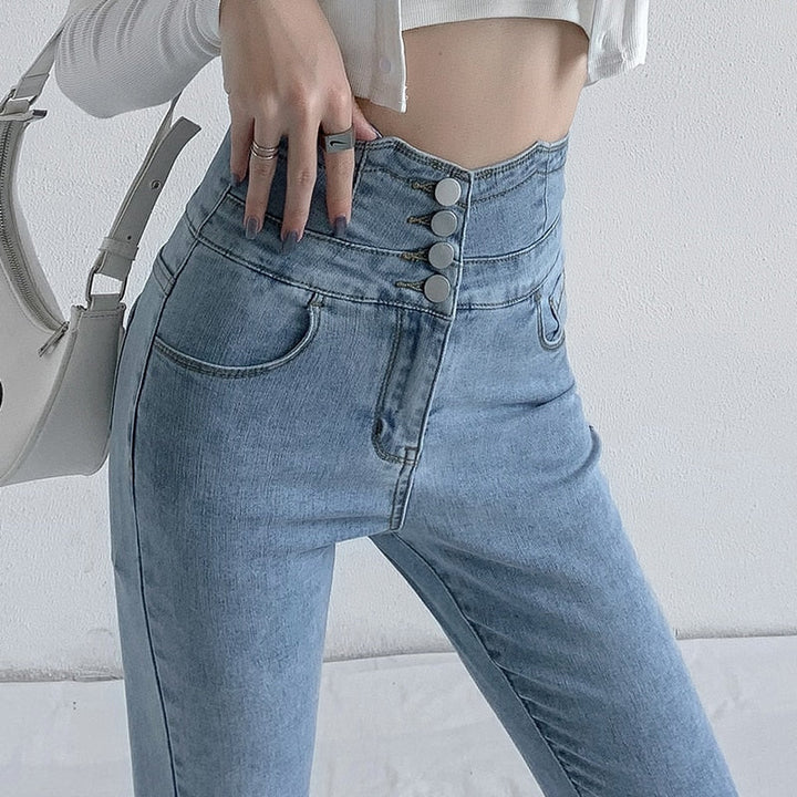 Högmidjade Skinny Jeans För Kvinnor | Sträcka Och Komfort
