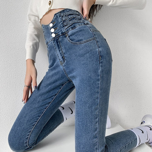 Högmidjade Skinny Jeans För Kvinnor | Sträcka Och Komfort