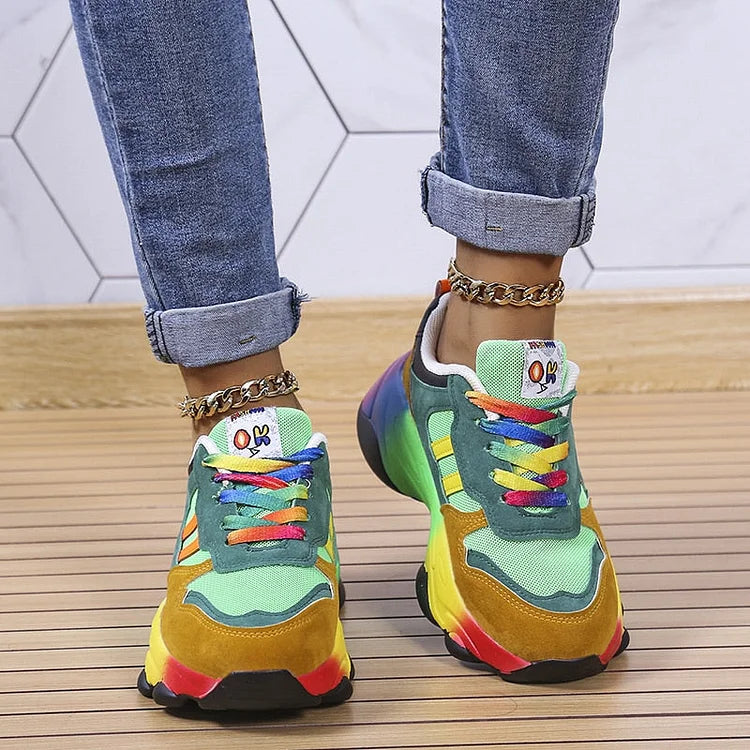 Ortopediska Regnbågssneakers för Kvinnor | Mjuka och Andningsaktiva