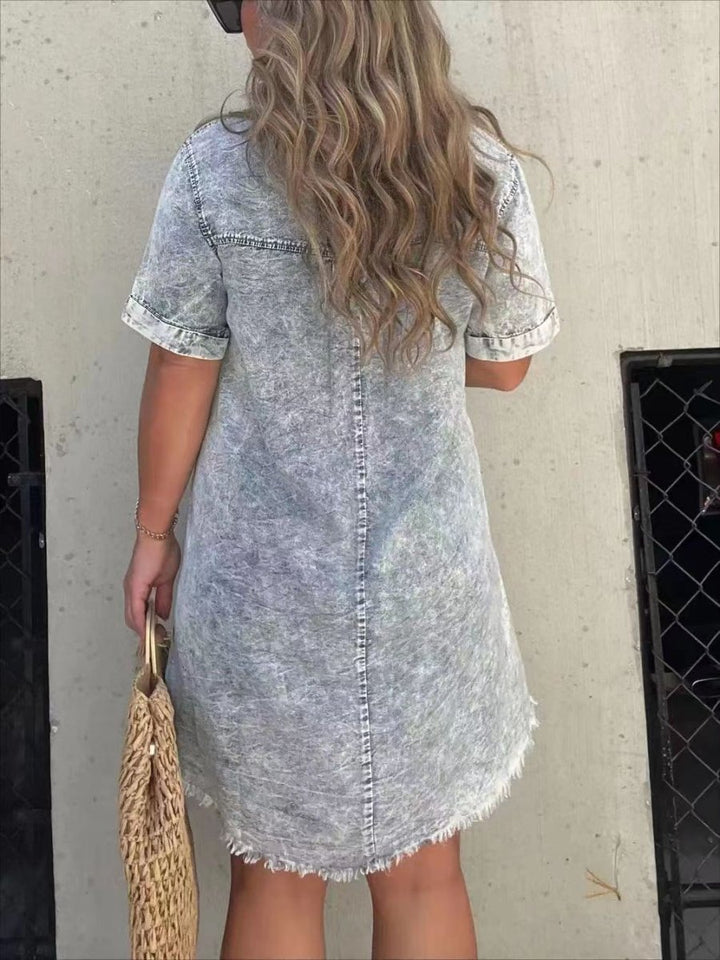 Cerys | Avslappnad Denimklänning för Kvinnor