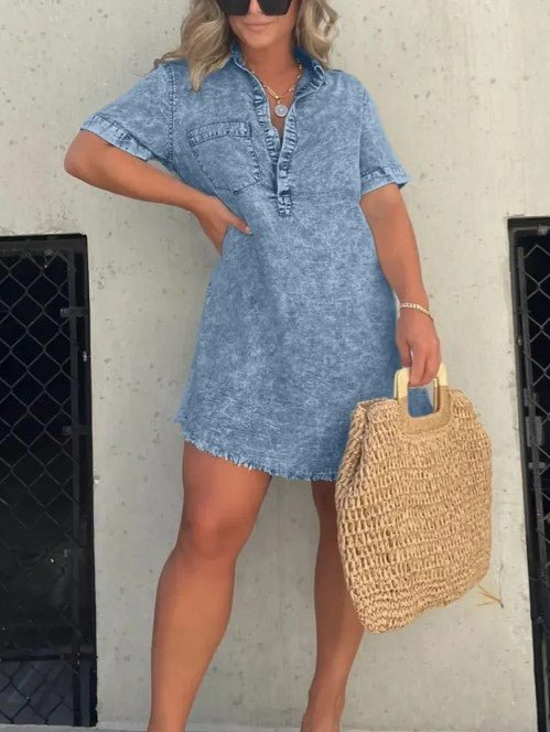 Cerys | Avslappnad Denimklänning för Kvinnor