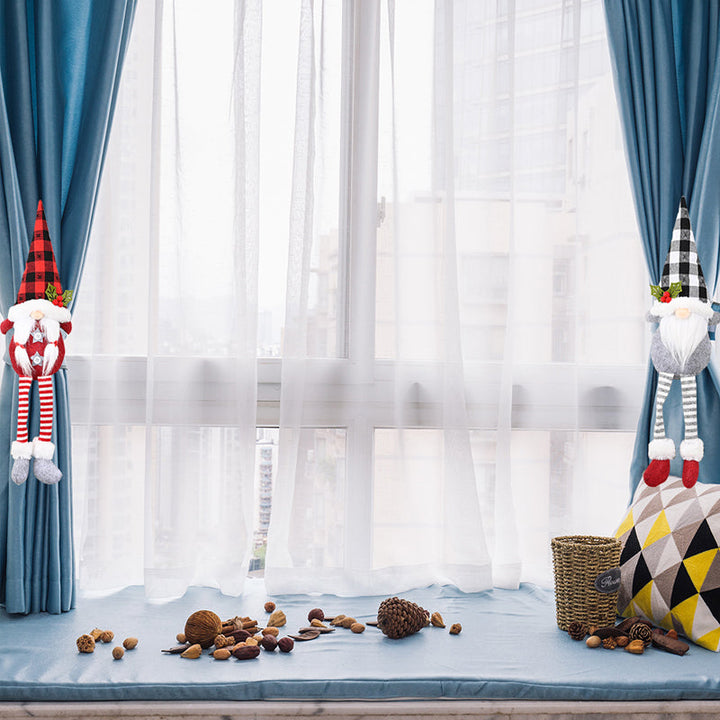 Jul Gardinbindningar | Festlig Tomte- och Snögubbe Utformning