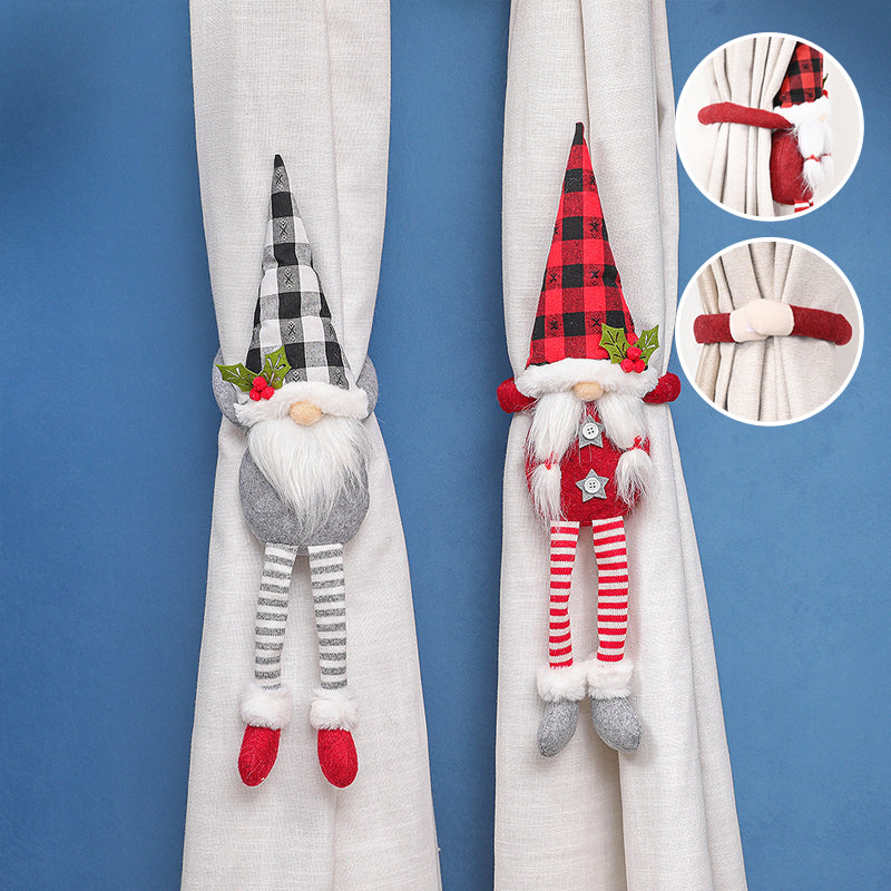 Jul Gardinbindningar | Festlig Tomte- och Snögubbe Utformning