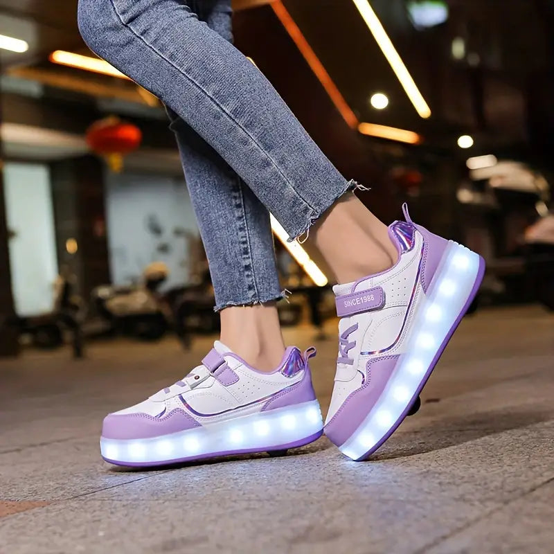 Hjul Skridsko Rullskor | Populära Sneakers med Hjul och LED-Lampor för Barn