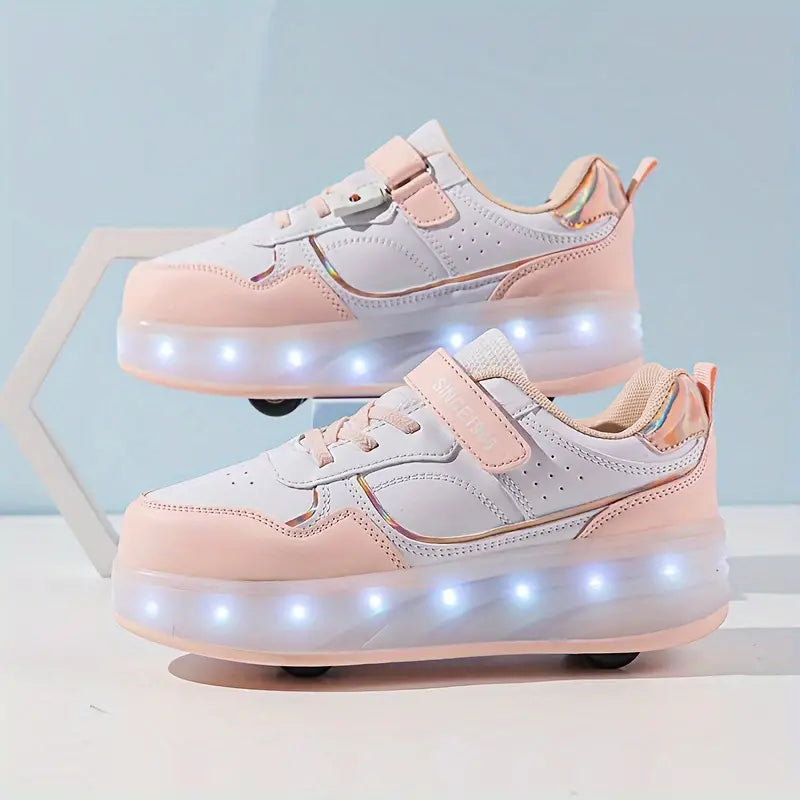 Hjul Skridsko Rullskor | Populära Sneakers med Hjul och LED-Lampor för Barn