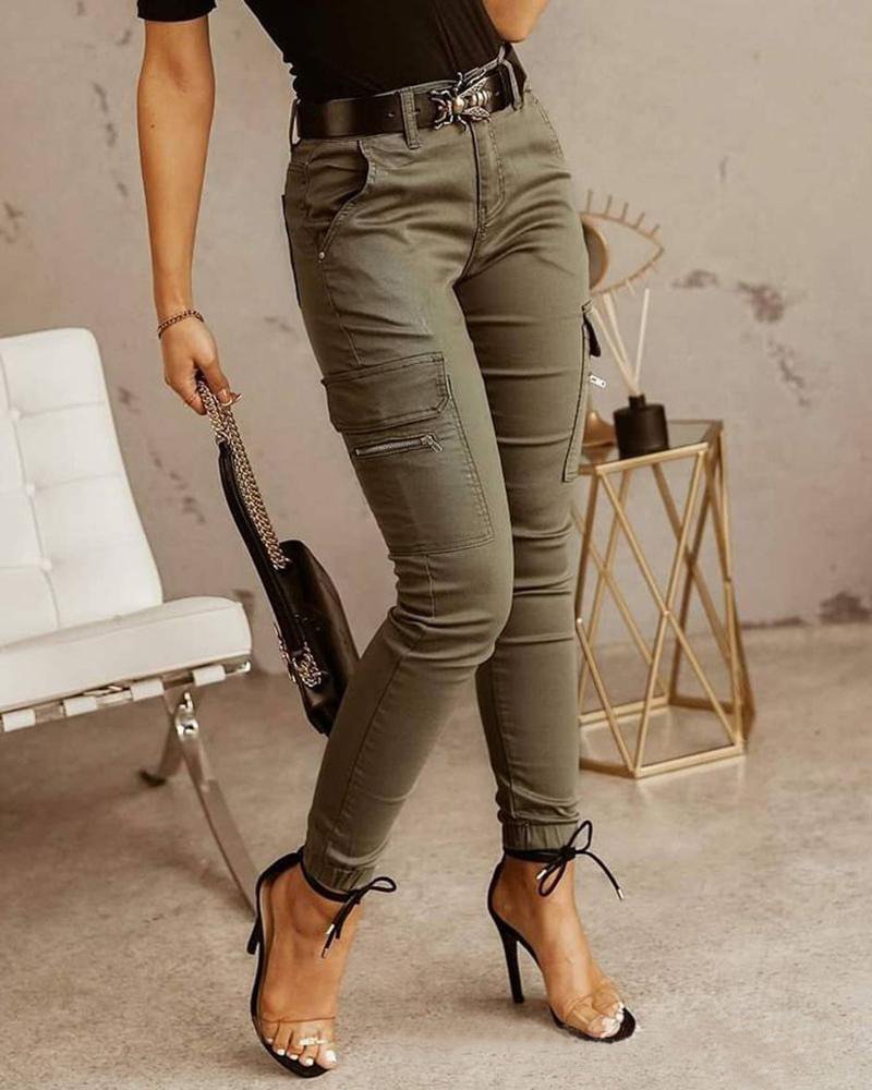Svana | Dam Snygga Högmidjade Cargojeans
