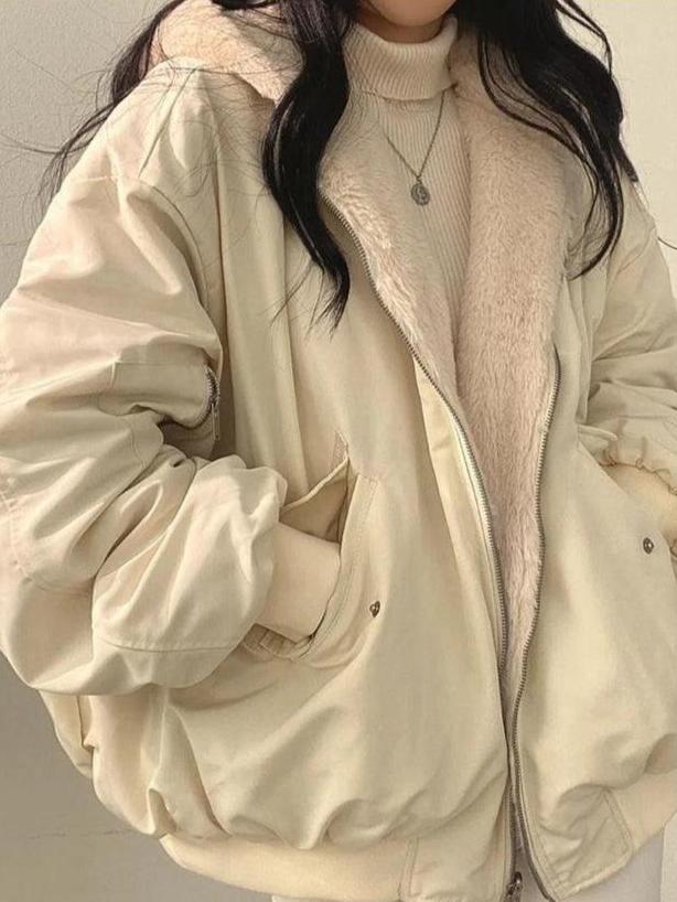 Dam Vändbar Vinterkappa med Fuskpäls Huva