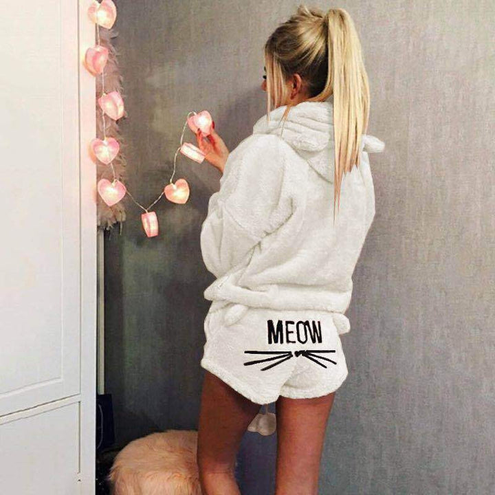 Dam Meow Ultra-Bekväm Fleece Lounge Pyjamasset