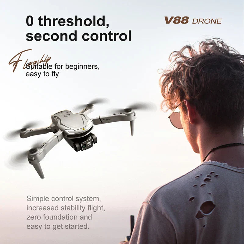 Leo | Mini V88 Drönare 8K med GPS och HD Dubbelkamera - Professionell Flygfotografering Drönare