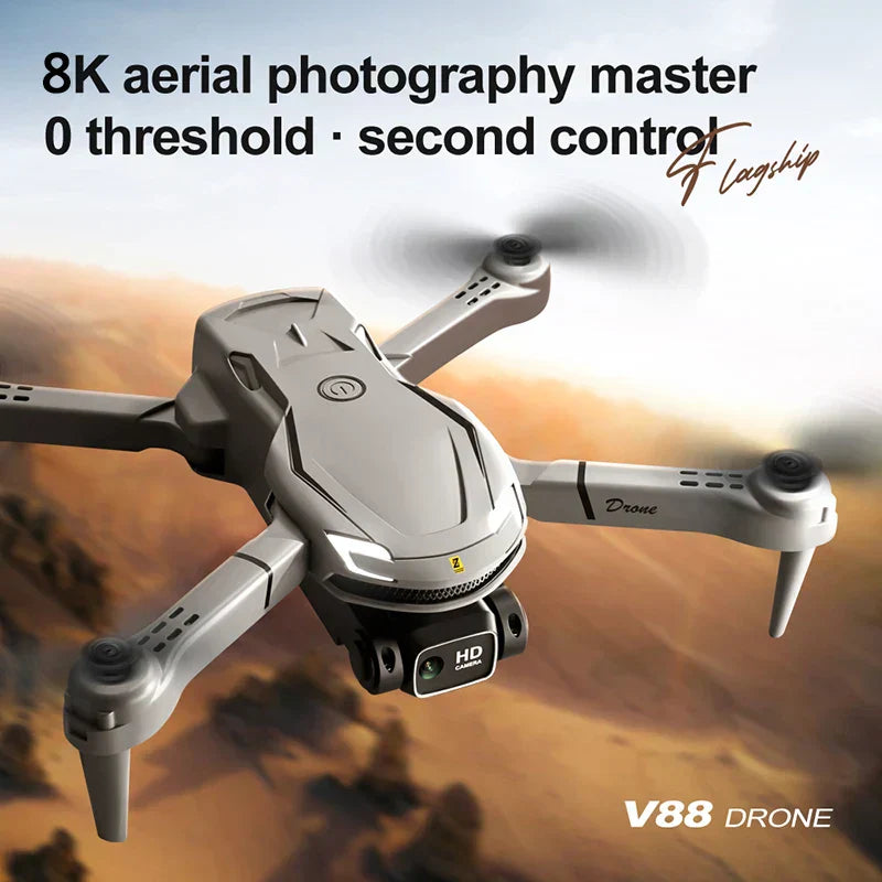 Leo | Mini V88 Drönare 8K med GPS och HD Dubbelkamera - Professionell Flygfotografering Drönare