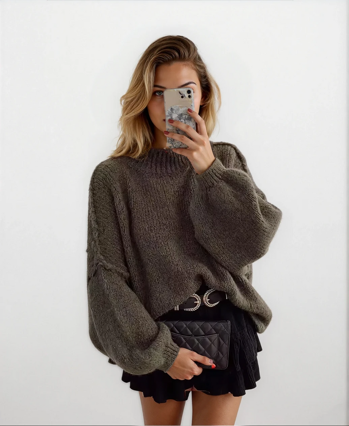 Avslappnade Alla-Matchningar Rundhalsad Lång-ärm Stickad Tröja