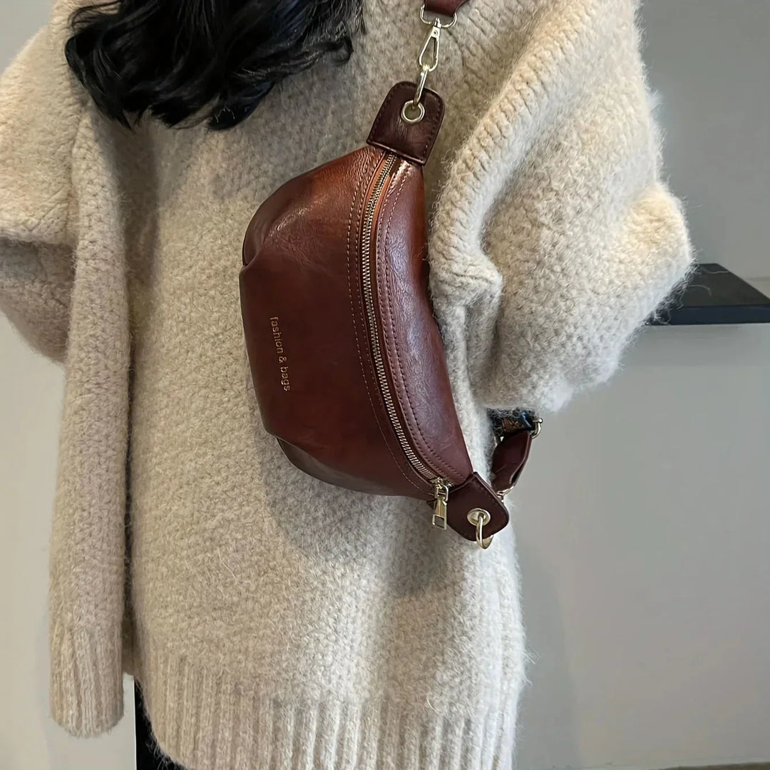 Dam Trendiga Läder Stil Midjeväskor Med Bred Rem