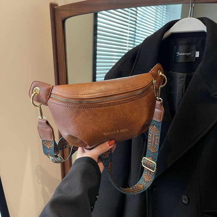 Dam Trendiga Läder Stil Midjeväskor Med Bred Rem