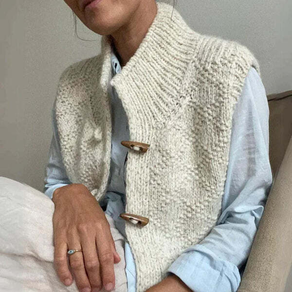 Dam Ärmlös Ullblandning Kofta