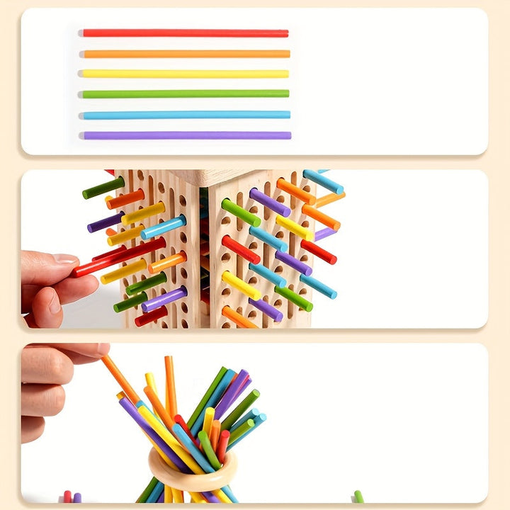 Träpinnspel | Pedagogiskt Barnleksak för Motorik och Färg Spela