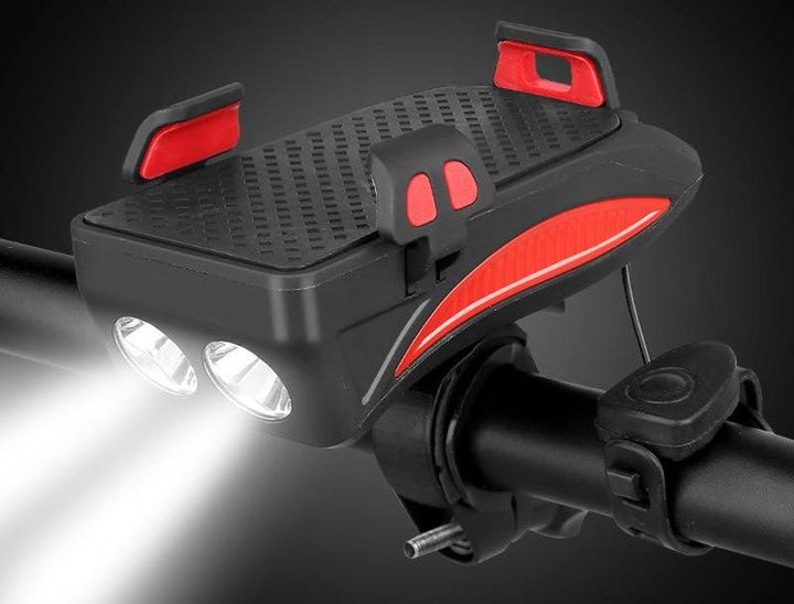 Cykelstyre Telefonfäste med LED-Ljus och Powerbank | 4-i-1 Cykeltillbehör