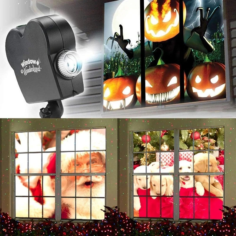Fönster Projektor för Halloween- och Juldekorationer