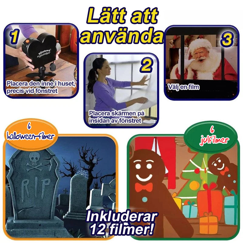 Fönster Projektor för Halloween- och Juldekorationer