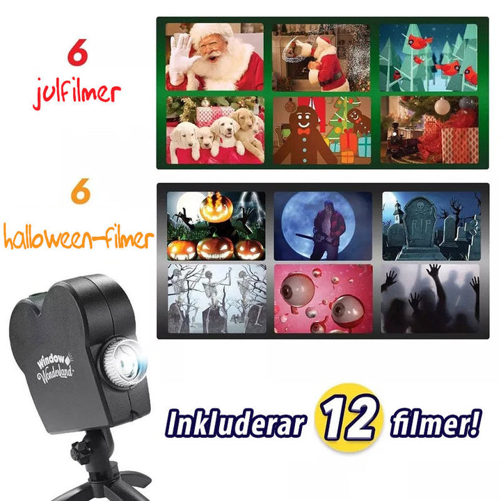 Fönster Projektor för Halloween- och Juldekorationer