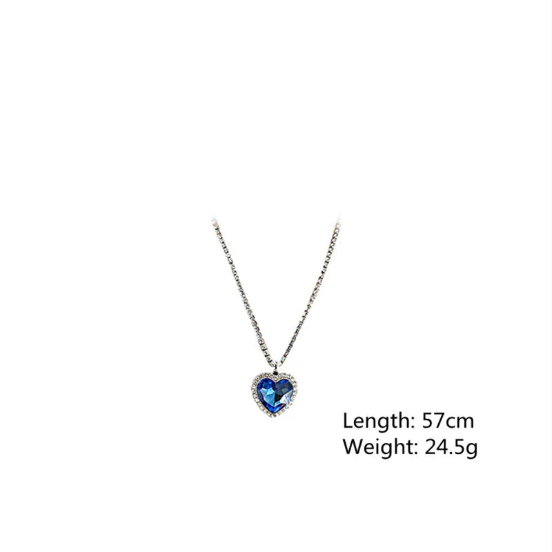 Juliette | Dam Blå Kristall Hjärta Halsband i Sterlingsilver