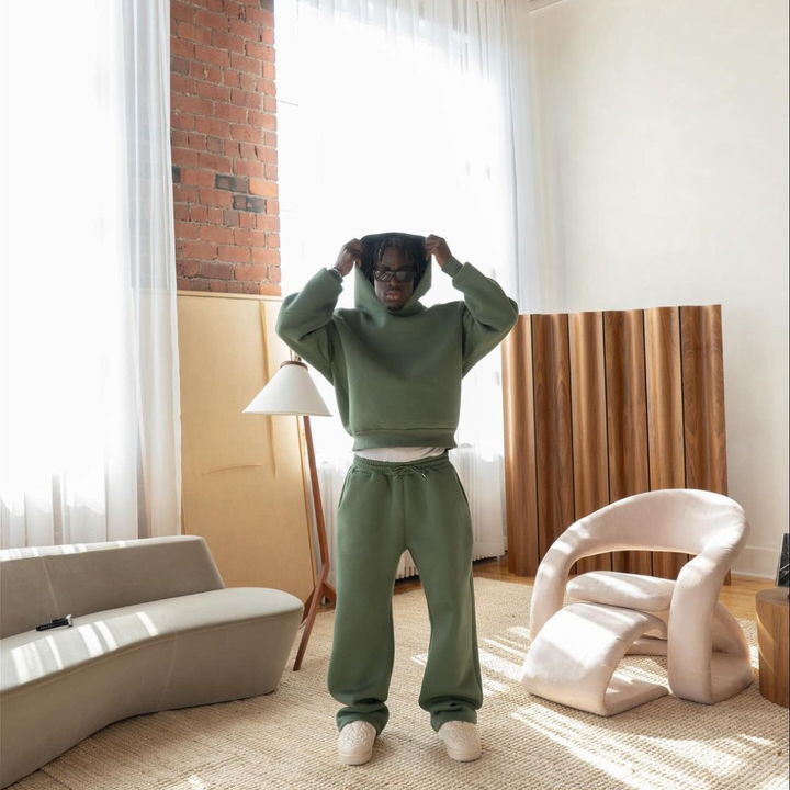 Herr Avslappnad Tvådelad Uppsättning | Avspänd Huvtröja och Byxor Utrusta