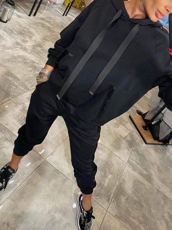 Dam Vinterset | Mysig Huvtröja och Joggare Träningsoverall